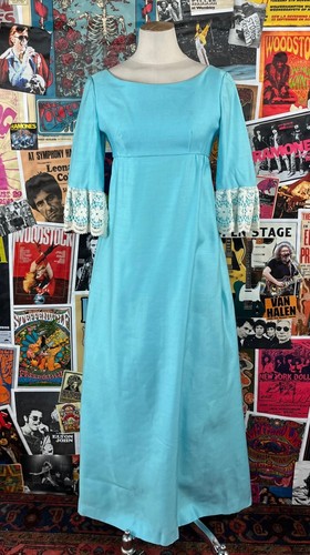 Vtg 60s blue white - blue,